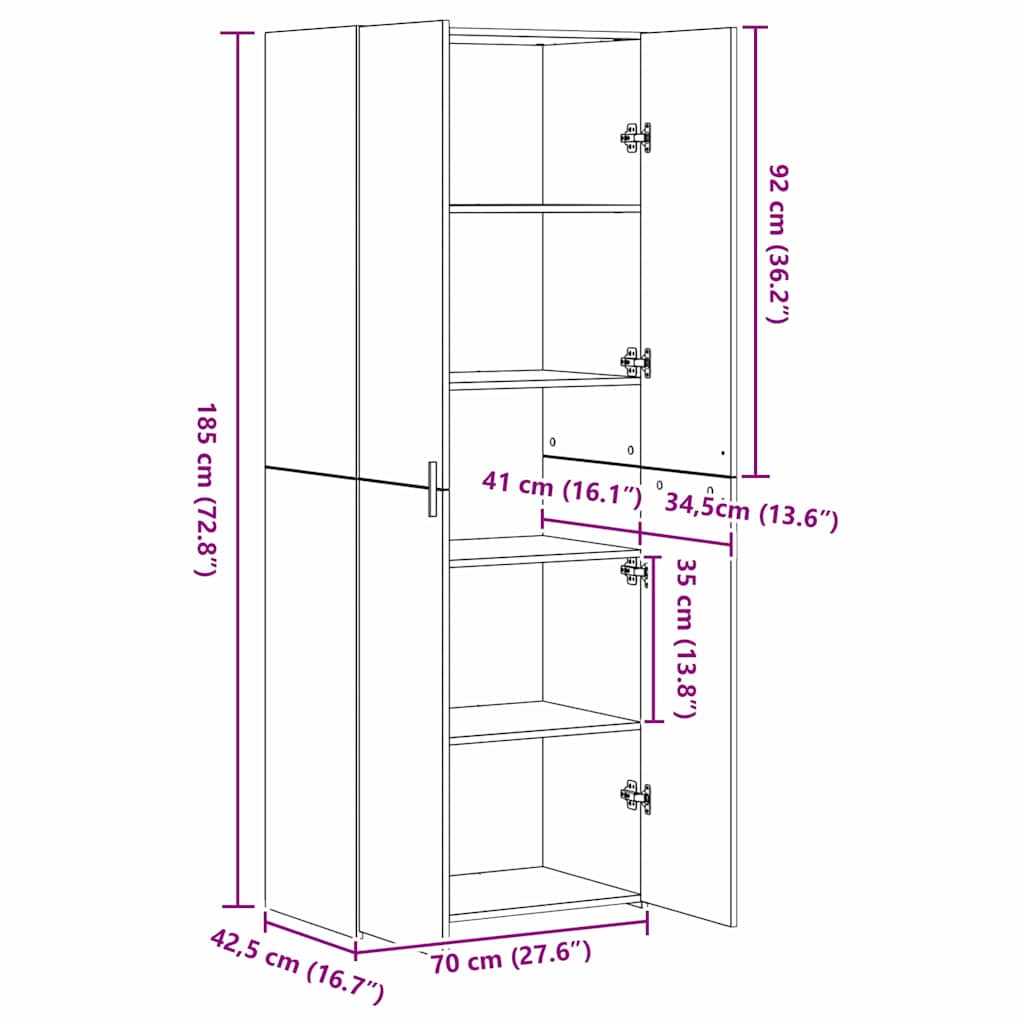 Highboard 2 pcs Staro drvo 70 x 42,5 x 185 cm