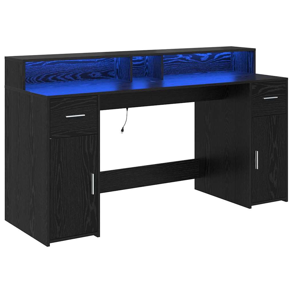 Stol s ladicama Crni hrast 160 x 55 x 91 cm Konstruirano drvo
