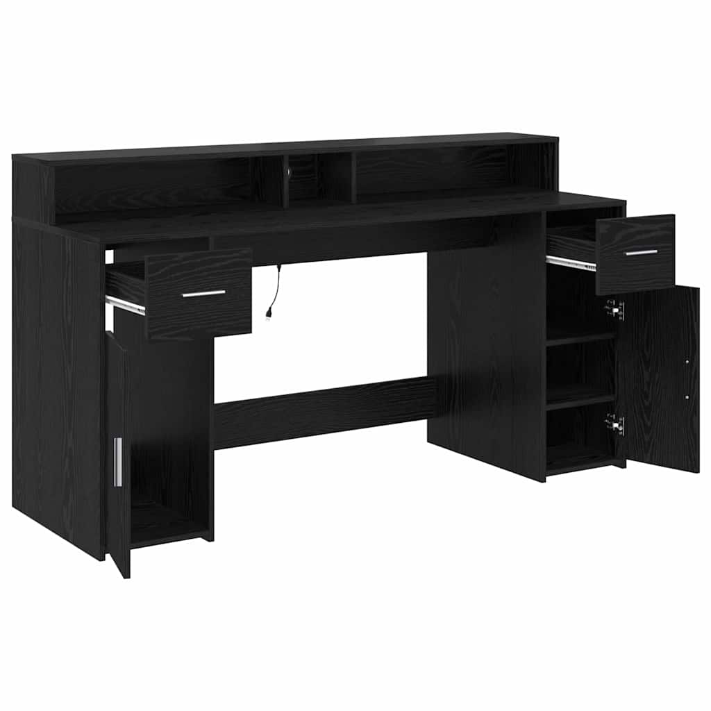Stol s ladicama Crni hrast 160 x 55 x 91 cm Konstruirano drvo