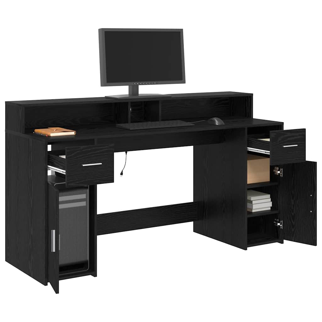 Stol s ladicama Crni hrast 160 x 55 x 91 cm Konstruirano drvo