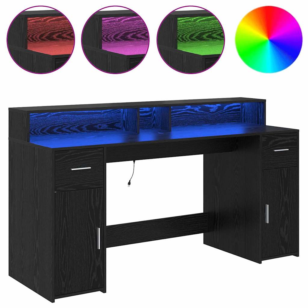 Stol s ladicama Crni hrast 160 x 55 x 91 cm Konstruirano drvo