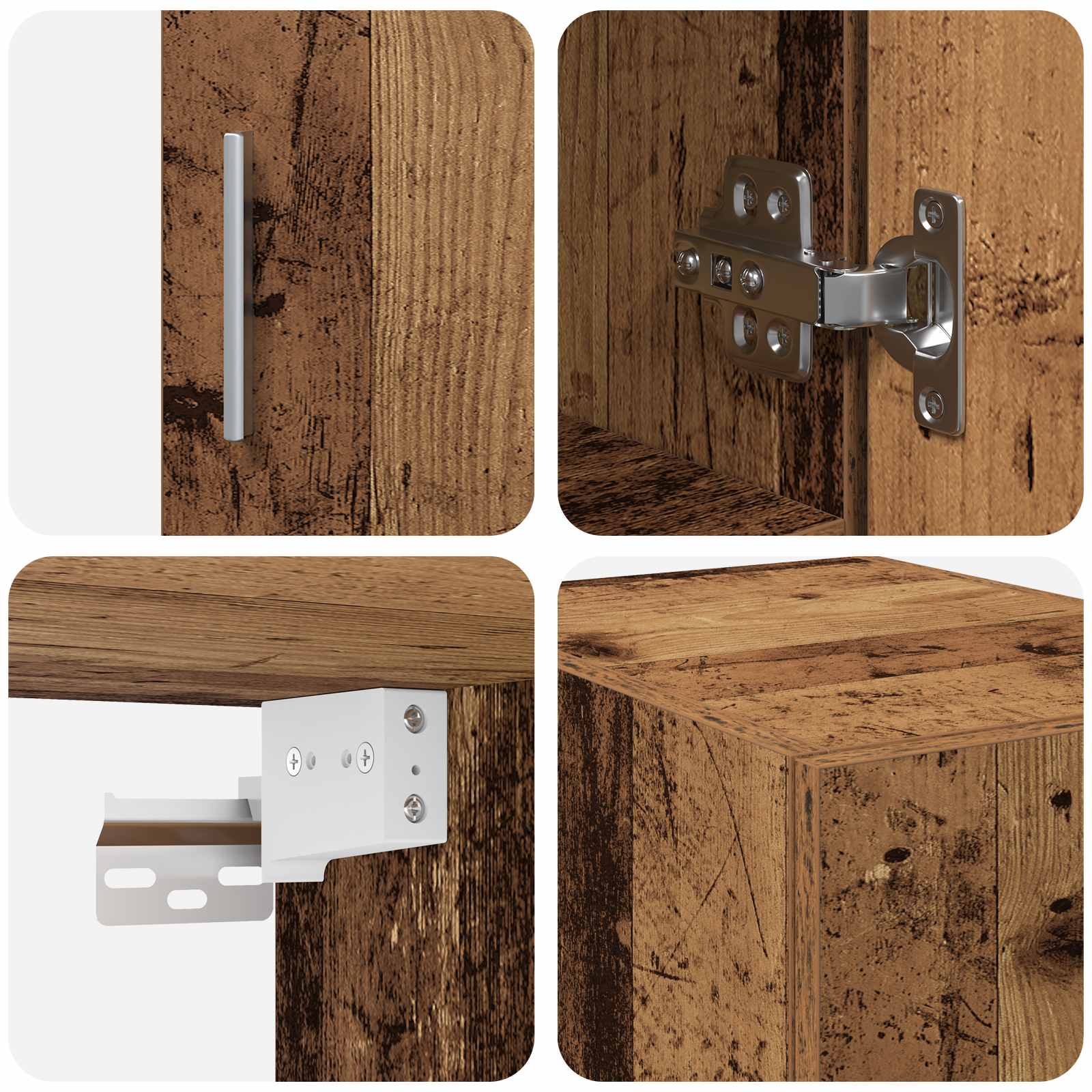 Ormarić za pohranu 3 pcs Staro drvo 30 x 42,5 x 225 cm