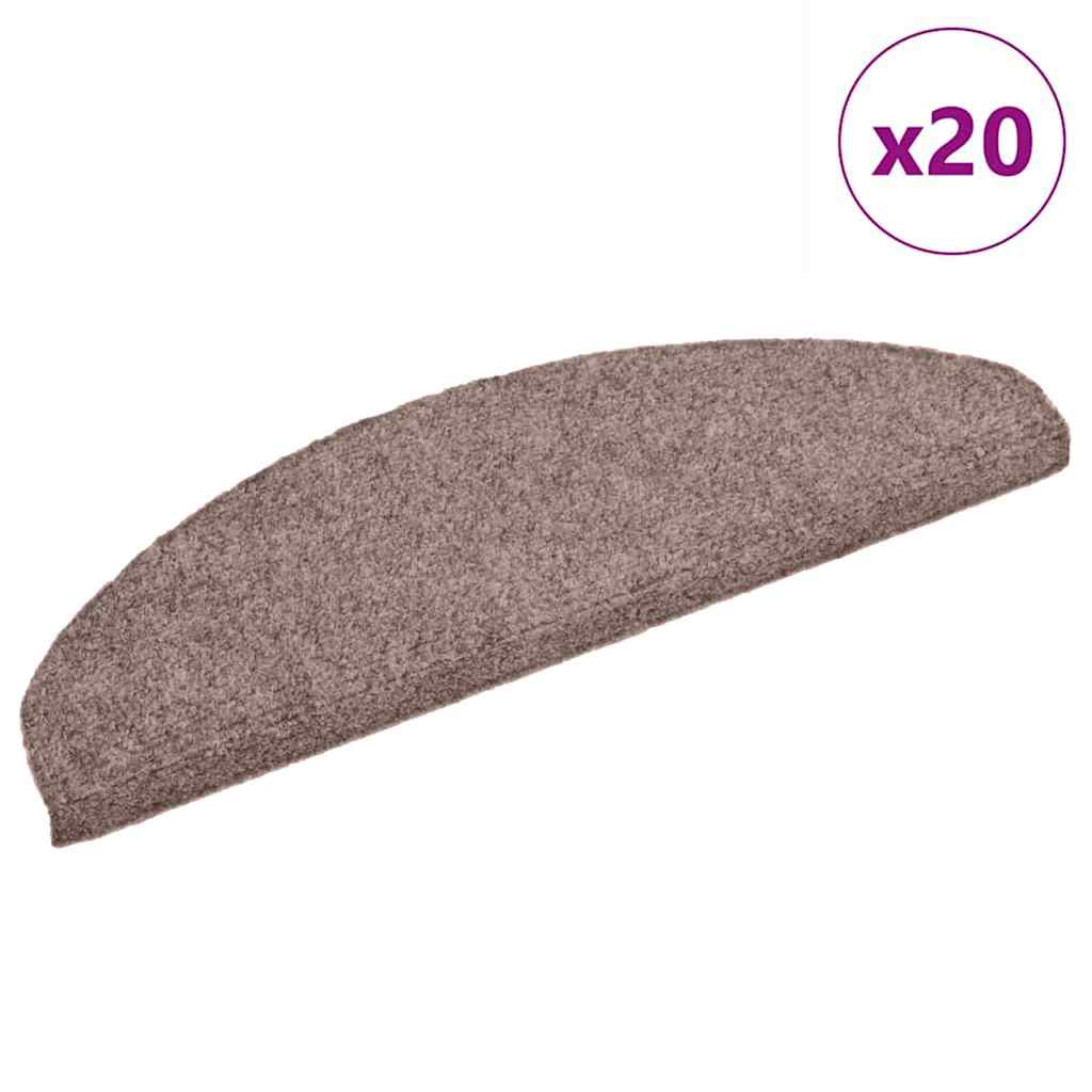 Prostirke za stepenice, samoljepljive, 20 kom. 65x21x4 cm, svijetlosmeđe, poluokrugle, velike