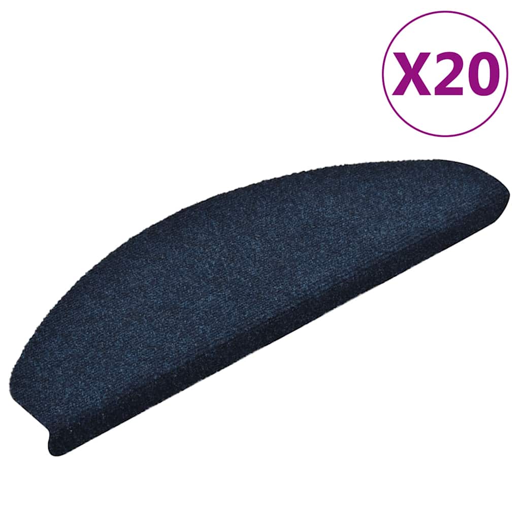 Prostirke za stepenice, samoljepljive, 20 kom. 65x21x4 cm, tamnoplave, poluokrugle, velike