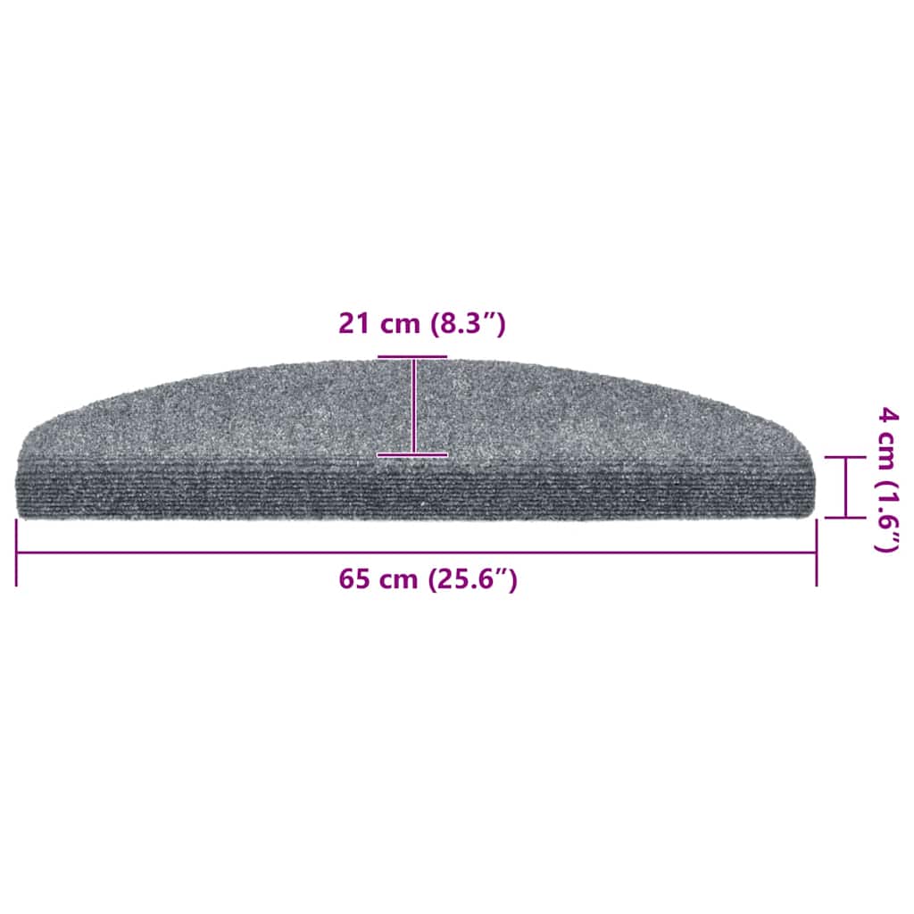 Prostirke za stepenice, samoljepljive, 30 kom., 65x21x4 cm, svijetlo sive, poluokrugle, velike