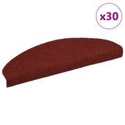 Prostirke za stepenice, samoljepljive, 30 kom, 65x21x4 cm, bordo crvene, poluokrugle, velike