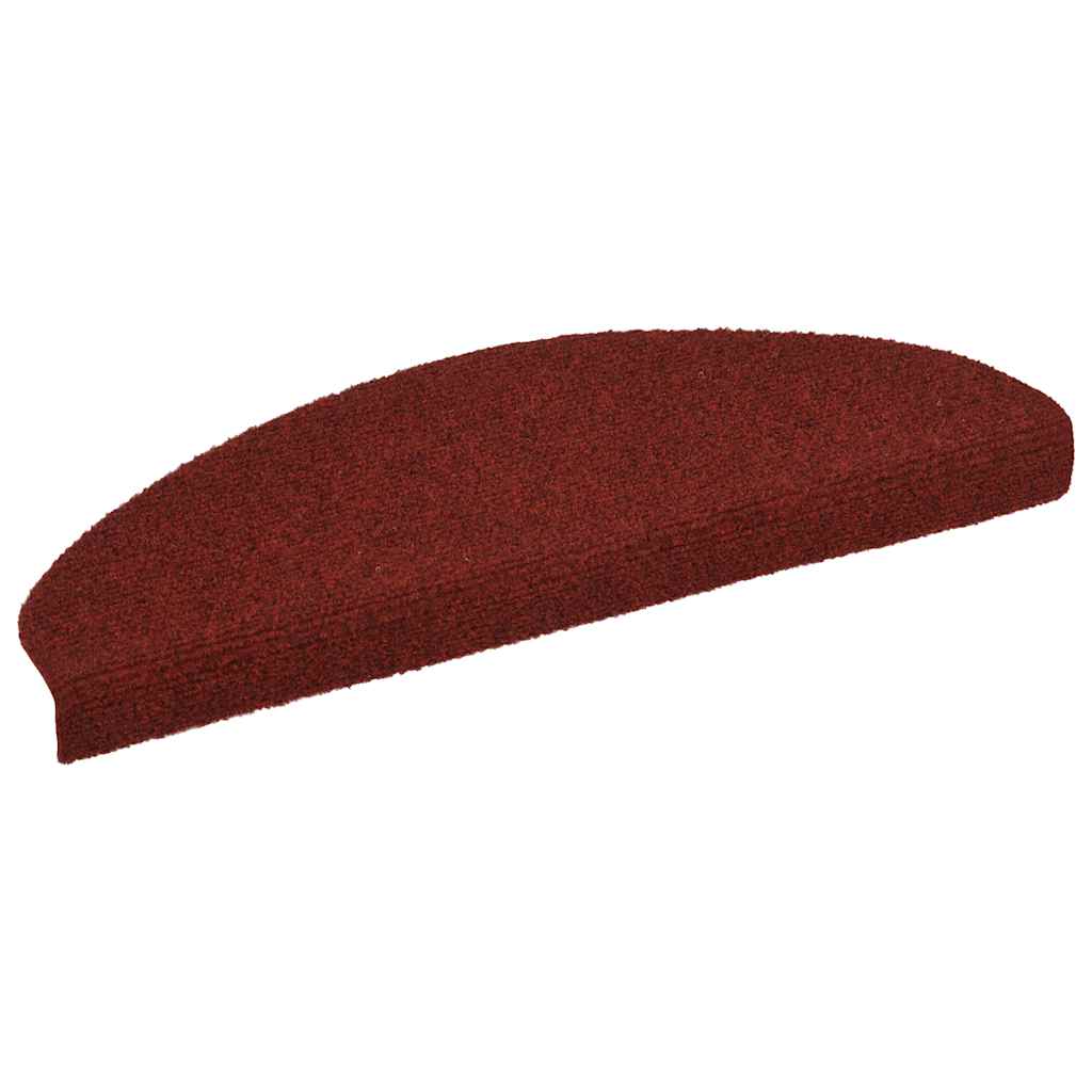 Prostirke za stepenice, samoljepljive, 30 kom, 65x21x4 cm, bordo crvene, poluokrugle, velike