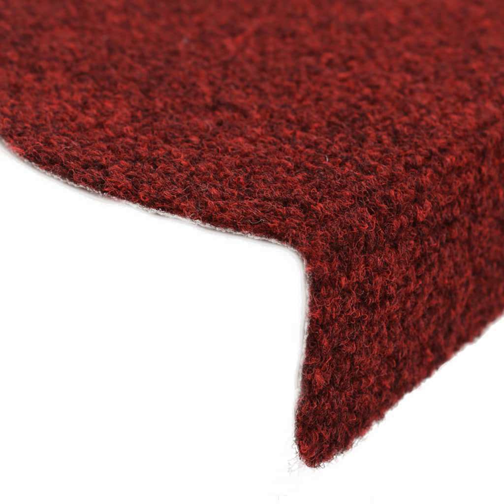 Prostirke za stepenice, samoljepljive, 30 kom, 65x21x4 cm, bordo crvene, poluokrugle, velike