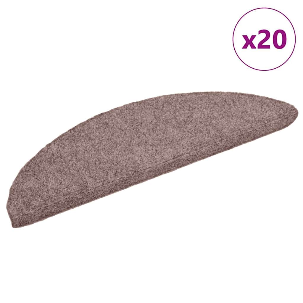 Prostirke za stepenice, samoljepljive, 20 kom. 56x17x3 cm, svijetlosmeđe, poluokrugle