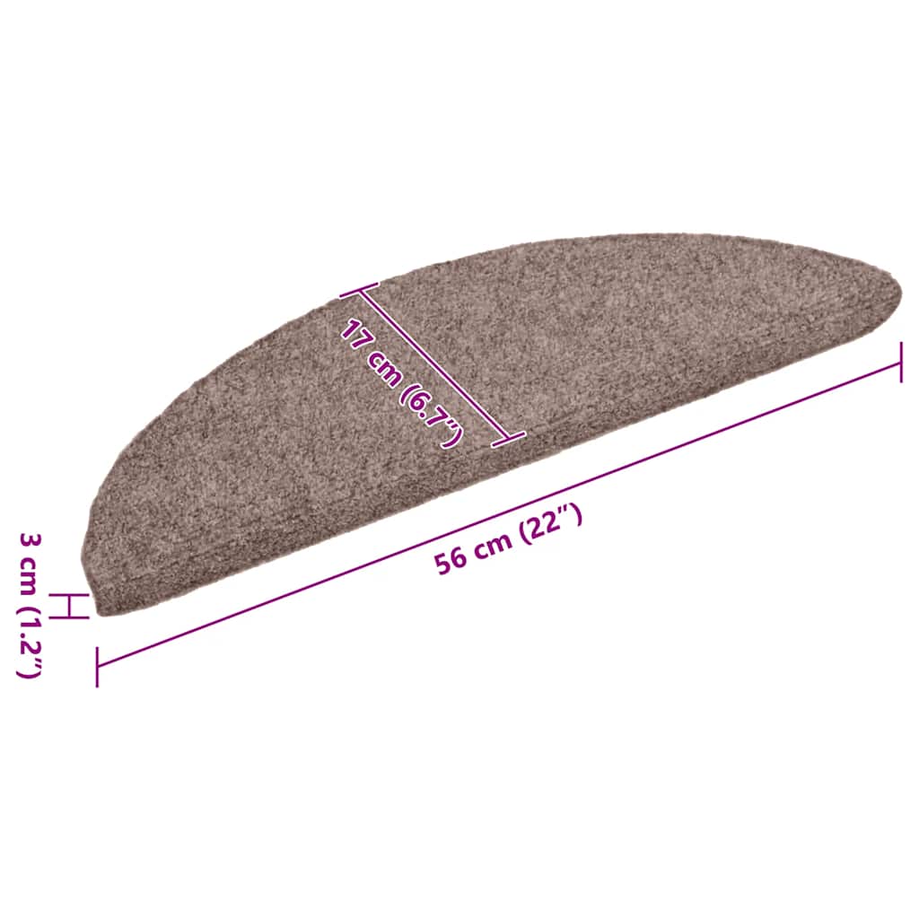 Prostirke za stepenice, samoljepljive, 20 kom. 56x17x3 cm, svijetlosmeđe, poluokrugle