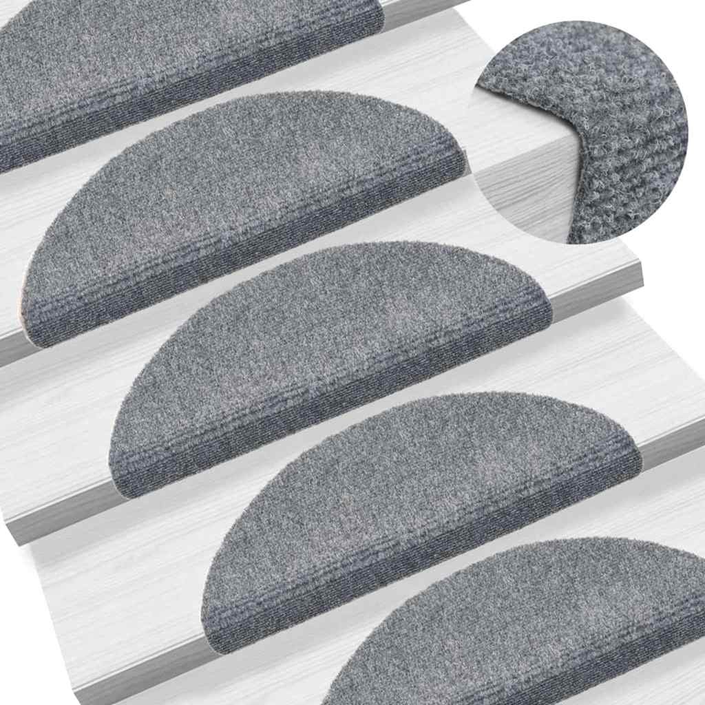 Prostirke za stepenice, samoljepljive, 30 kom, 56x17x3 cm, svijetlo sive, poluokrugle