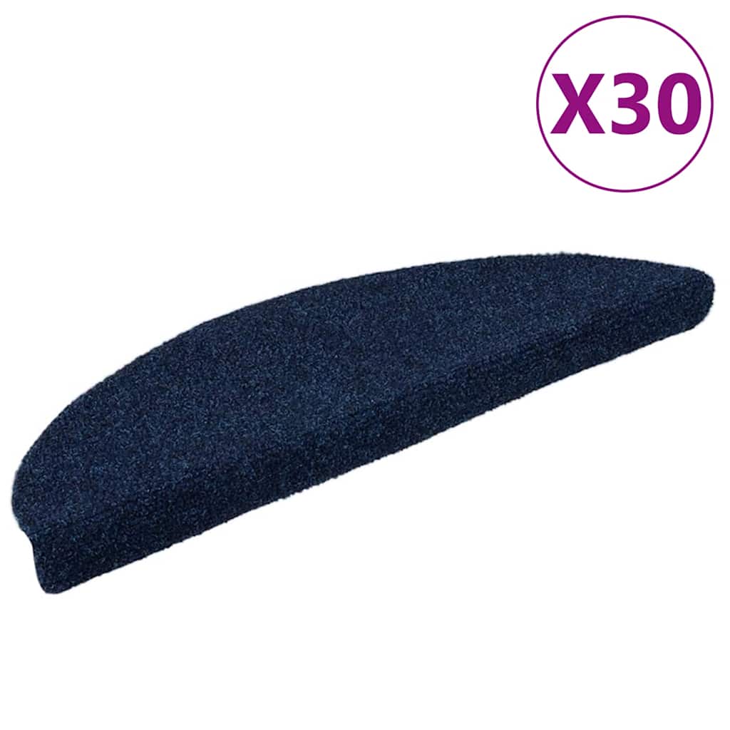 Prostirke za stepenice samoljepljive 30 kom 56x17x3 cm tamnoplave poluokrugle