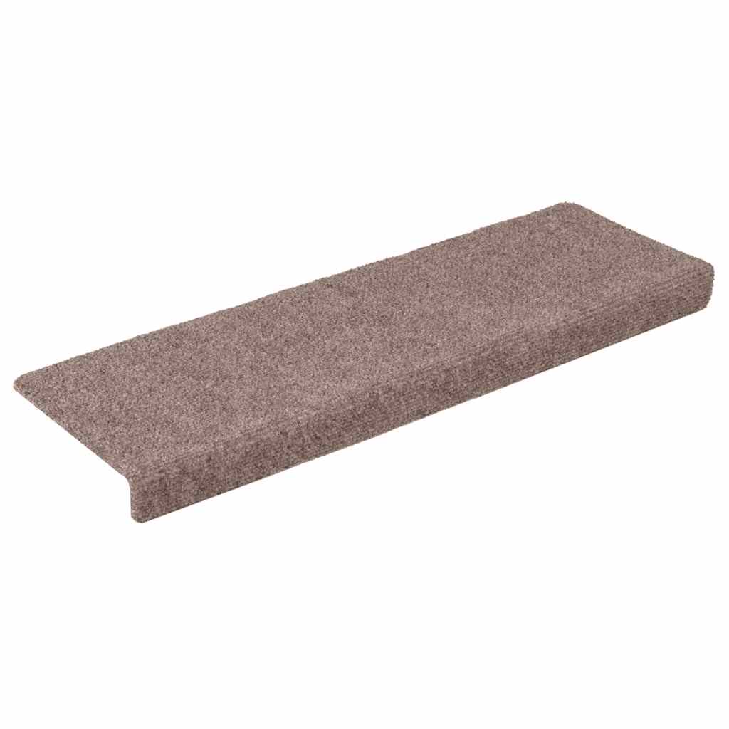 Prostirke za stepenice samoljepljive 30 kom 65x21x4 cm svijetlosmeđa pravokutni rub