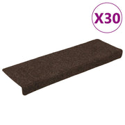 Prostirke za stepenice samoljepljive 30 kom 65x21x4 cm smeđe pravokutne rubove