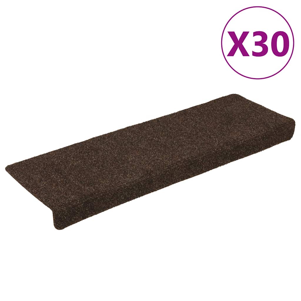 Prostirke za stepenice samoljepljive 30 kom 65x21x4 cm smeđe pravokutne rubove