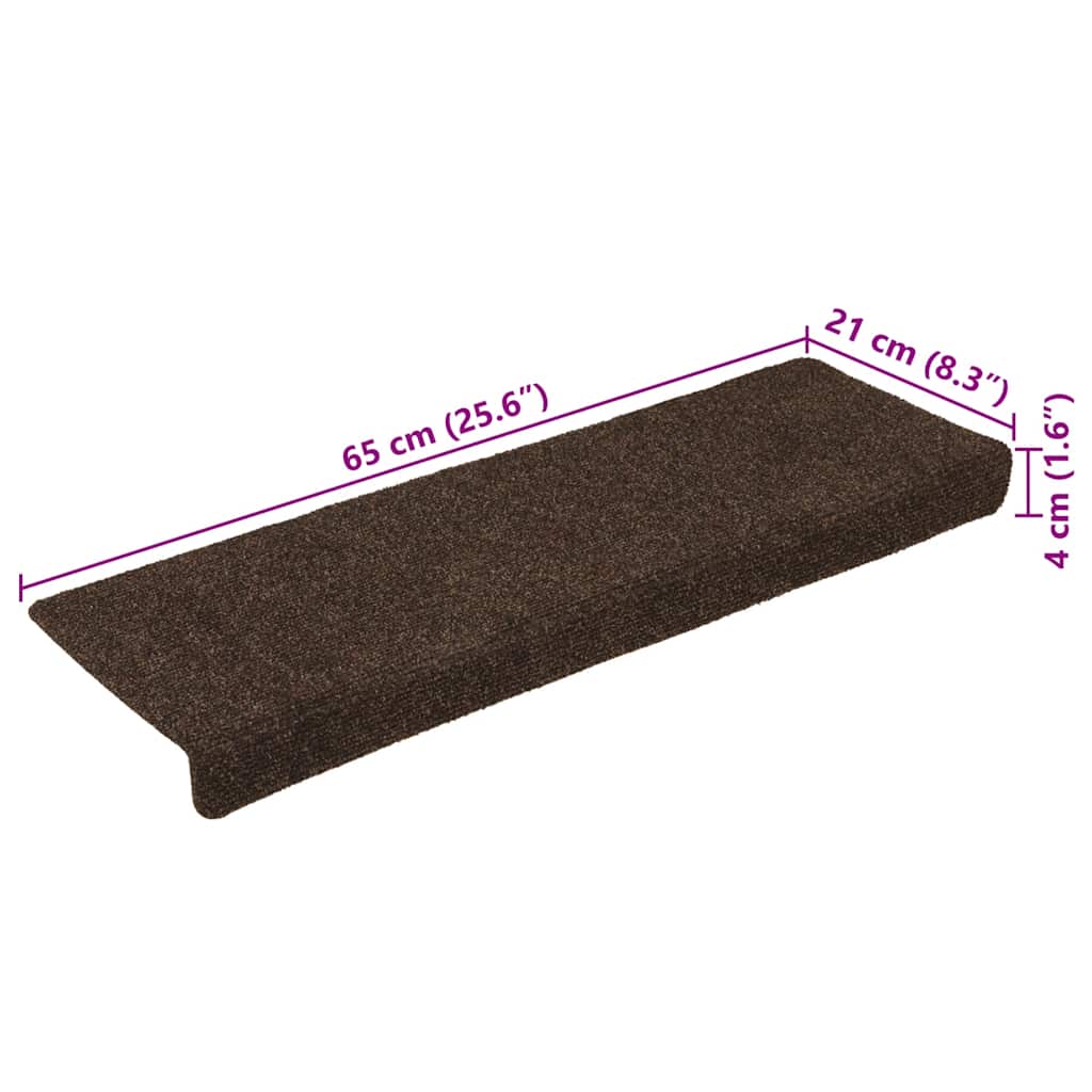 Prostirke za stepenice samoljepljive 30 kom 65x21x4 cm smeđe pravokutne rubove