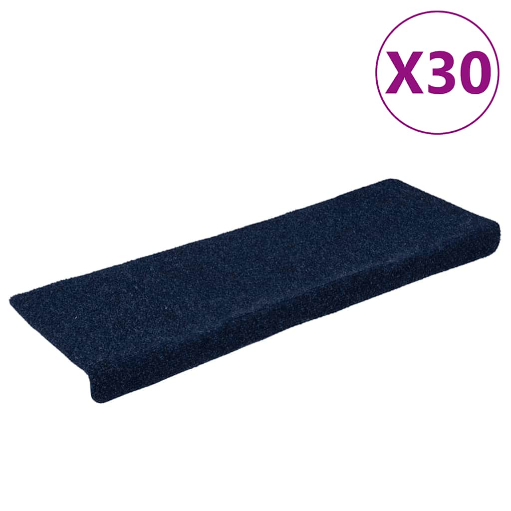 Prostirke za stepenice samoljepljive 30 kom 65x21x4 cm tamnoplave pravokutne rubove