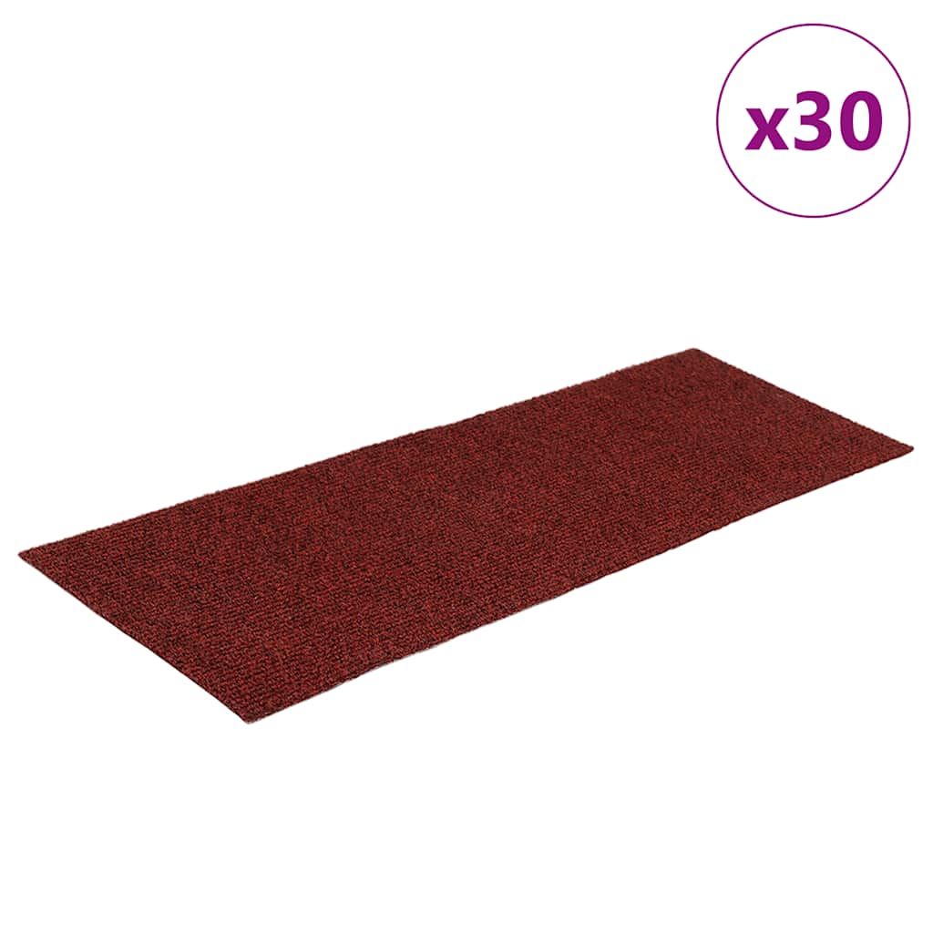 Prostirke za stepenice samoljepljive 30 kom 60x25 cm bordo crvene pravokutne