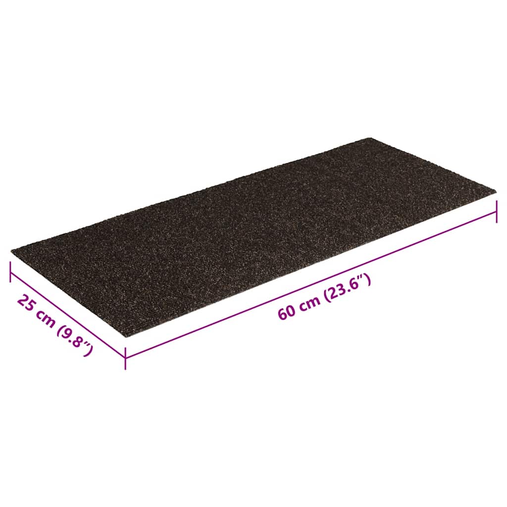 Prostirke za stepenice samoljepljive 30 kom 60x25 cm tamnosmeđe pravokutne