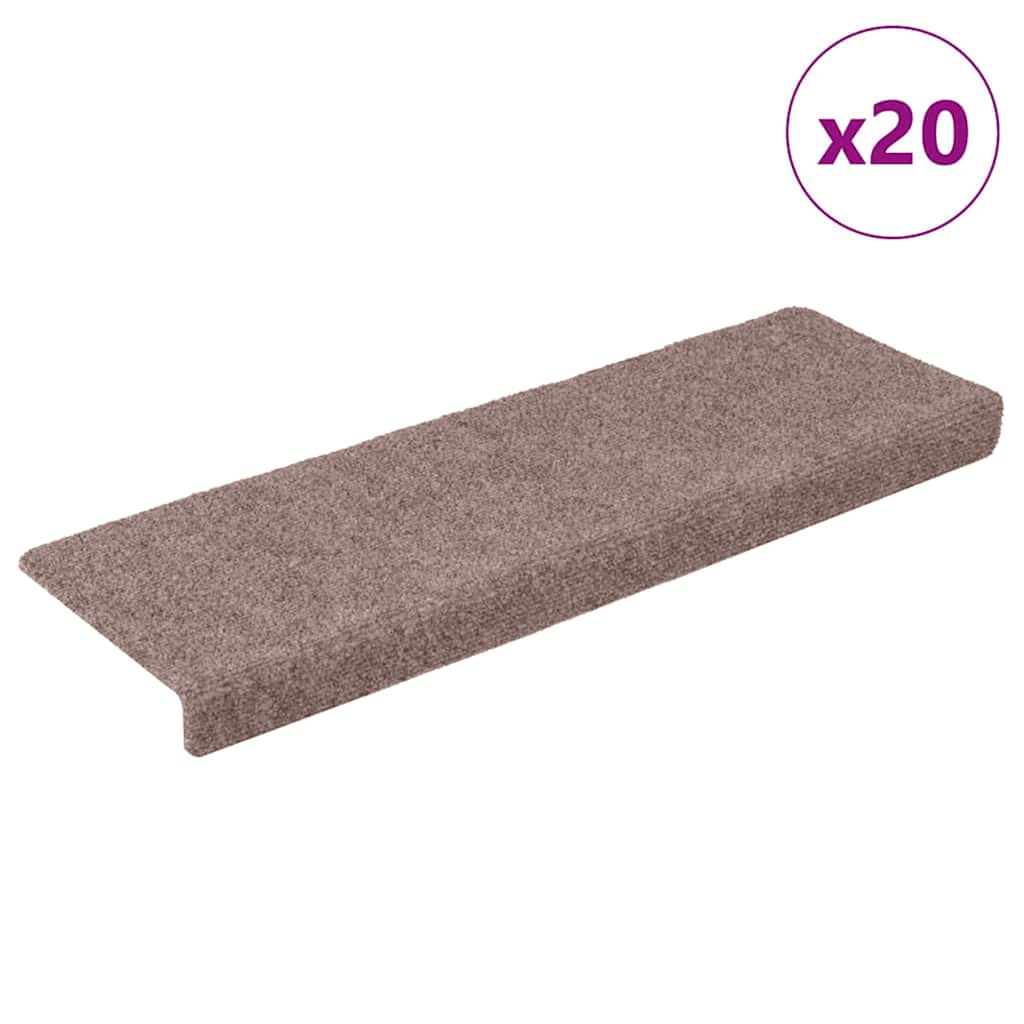 Prostirke za stepenice samoljepljive 20 kom 65x21x4 cm svijetlosmeđa pravokutni rub
