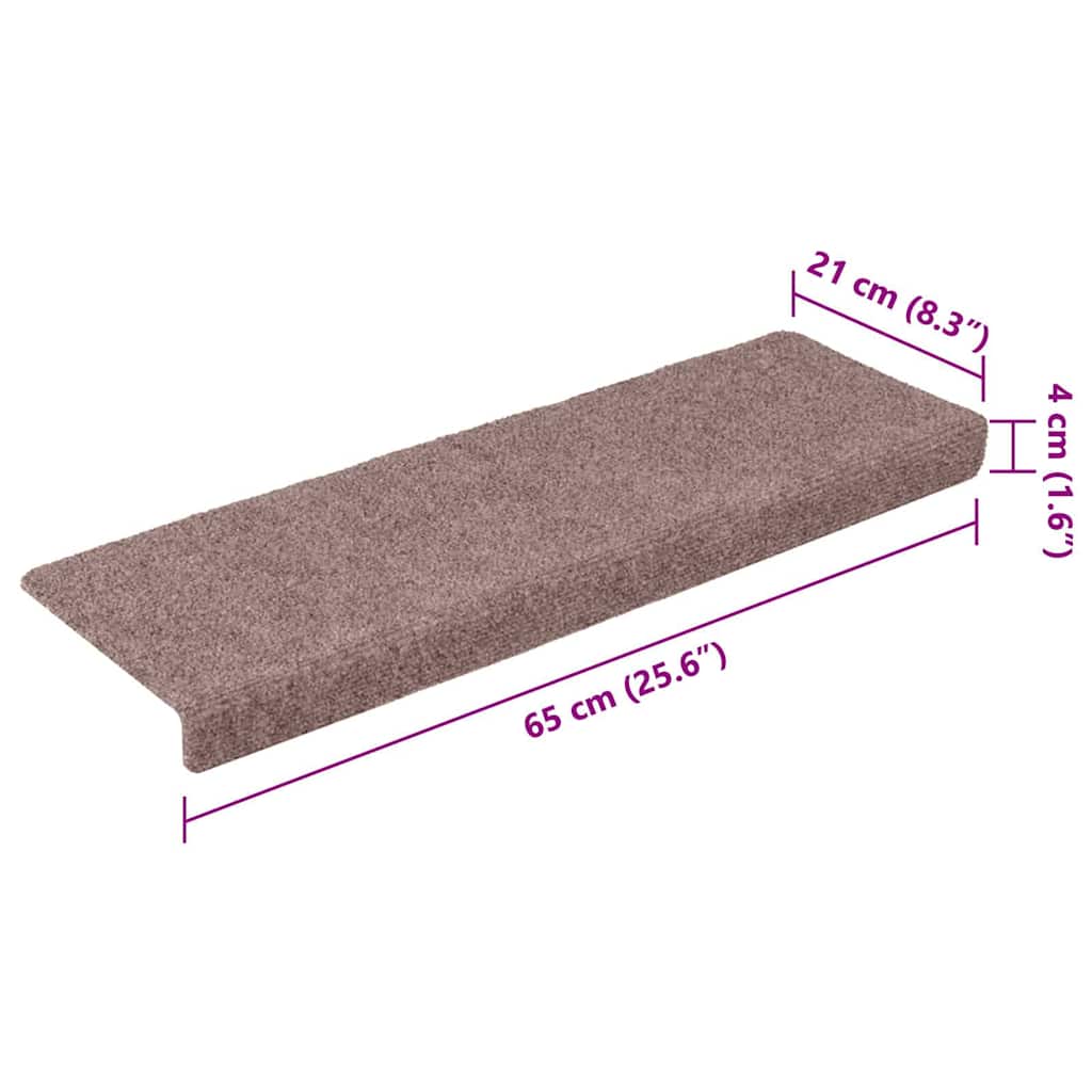 Prostirke za stepenice samoljepljive 20 kom 65x21x4 cm svijetlosmeđa pravokutni rub
