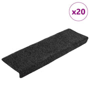 Prostirke za stepenice samoljepljive 20 kom 65x21x4 cm crne pravokutne rubove