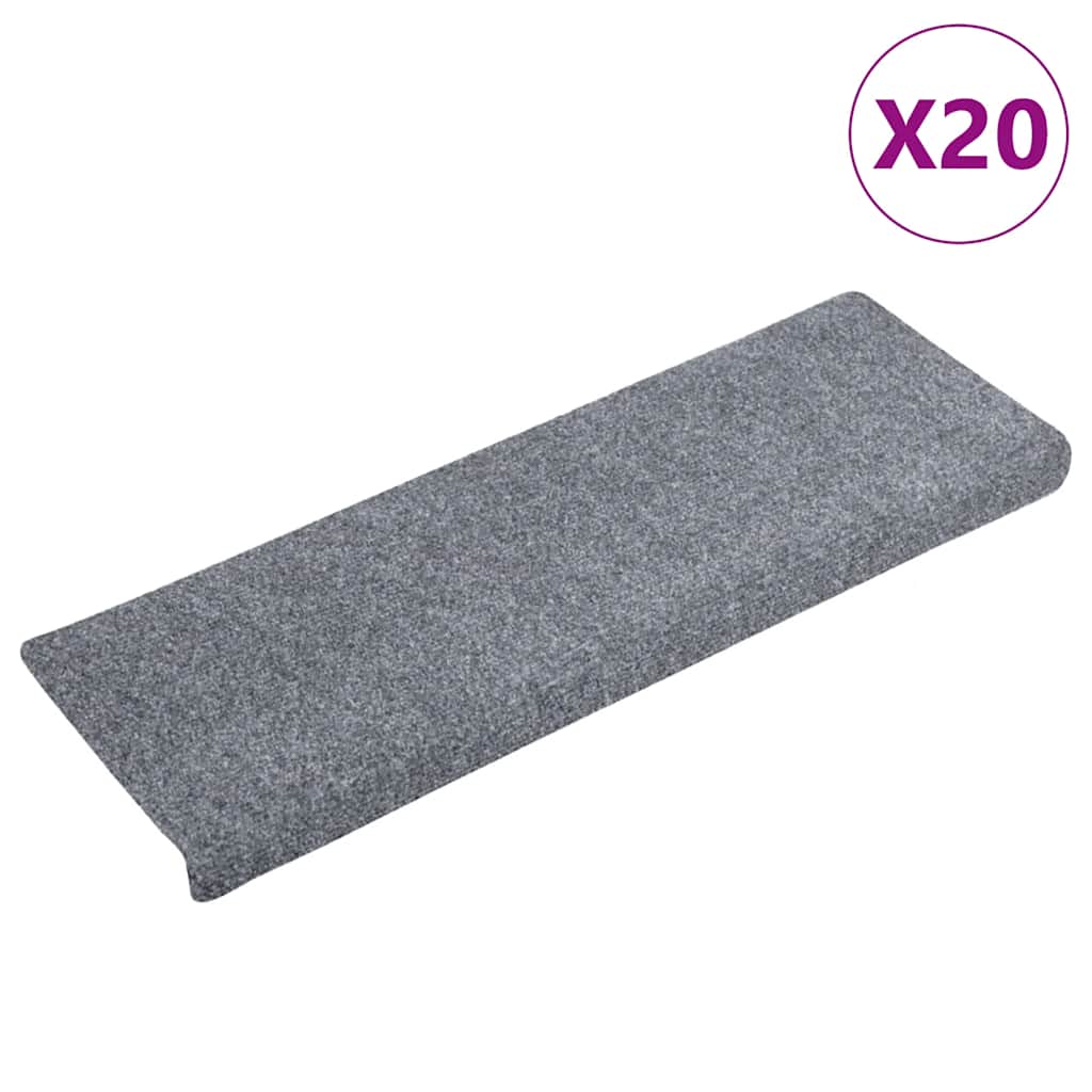 Prostirke za stepenice samoljepljive 20 kom 65x21x4 cm svijetlo sive pravokutne rubove