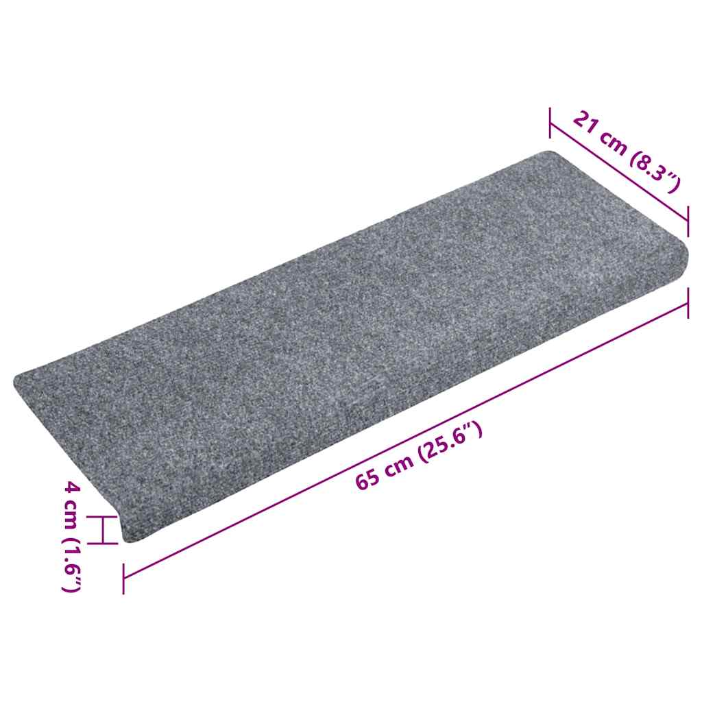 Prostirke za stepenice samoljepljive 20 kom 65x21x4 cm svijetlo sive pravokutne rubove