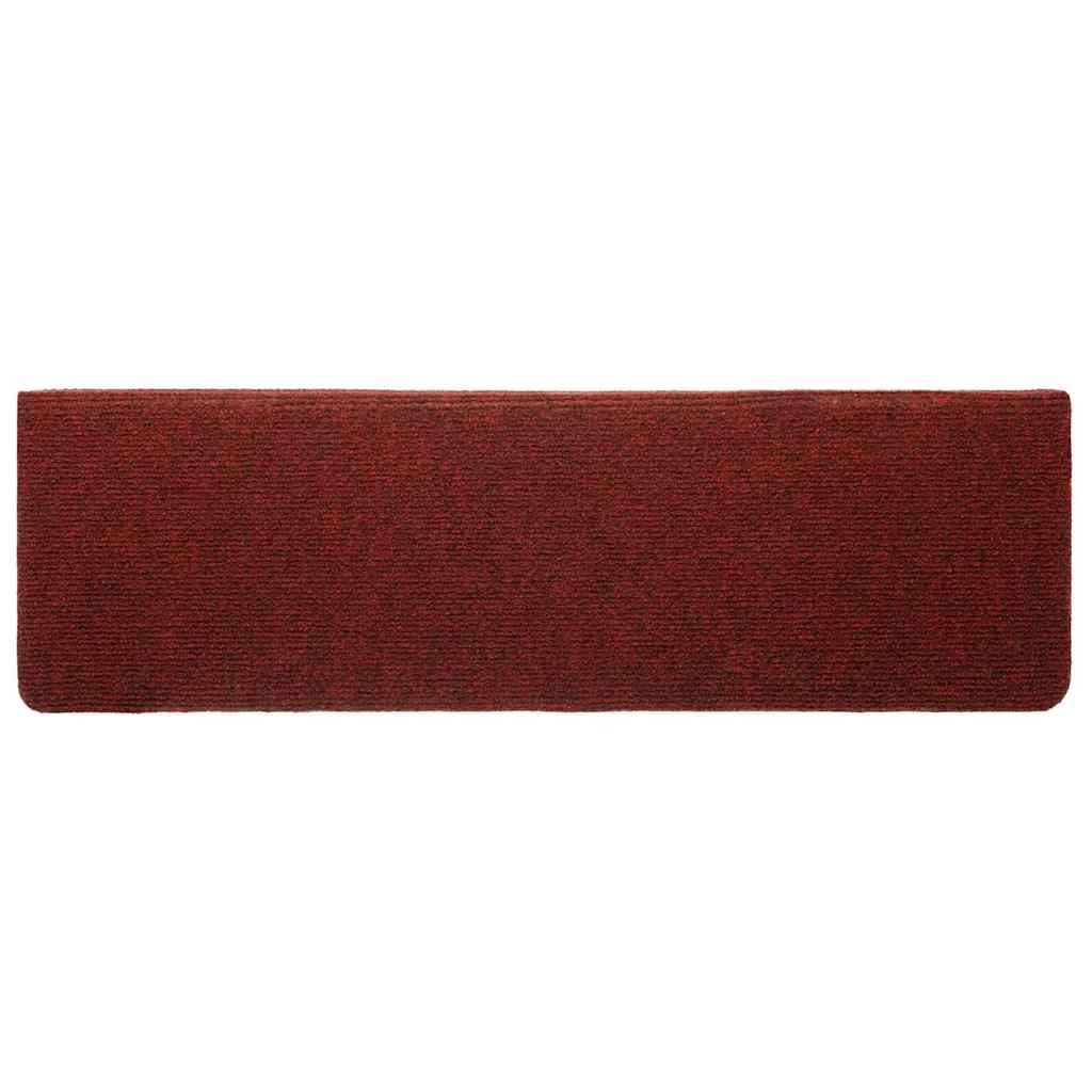 Prostirke za stepenice, samoljepljive, 20 kom., 65x21x4 cm, bordo crvene, pravokutni rub