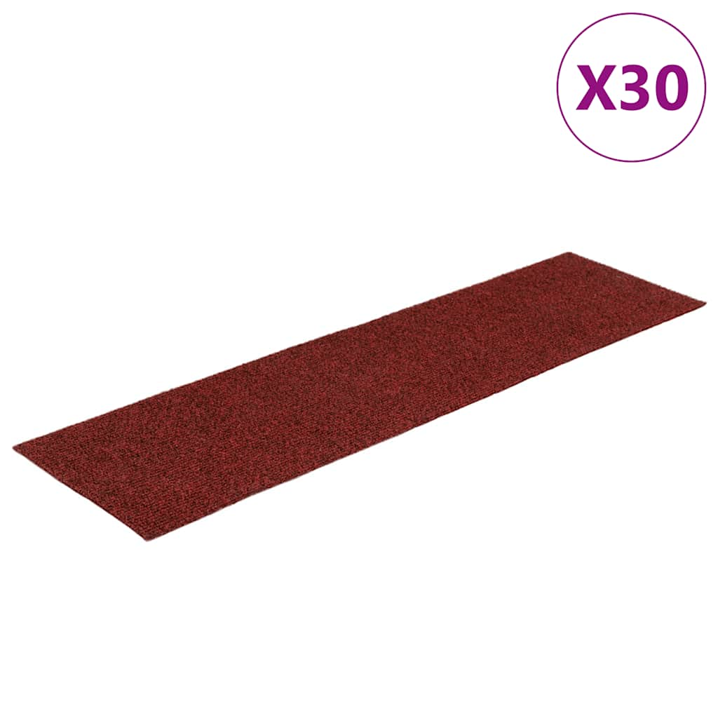 Prostirke za stepenice samoljepljive 30 kom 76x20 cm bordo crvene pravokutne