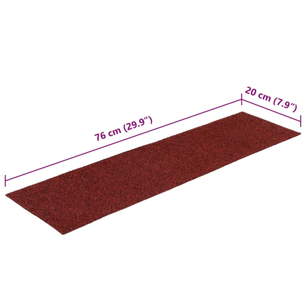 Prostirke za stepenice samoljepljive 30 kom 76x20 cm bordo crvene pravokutne