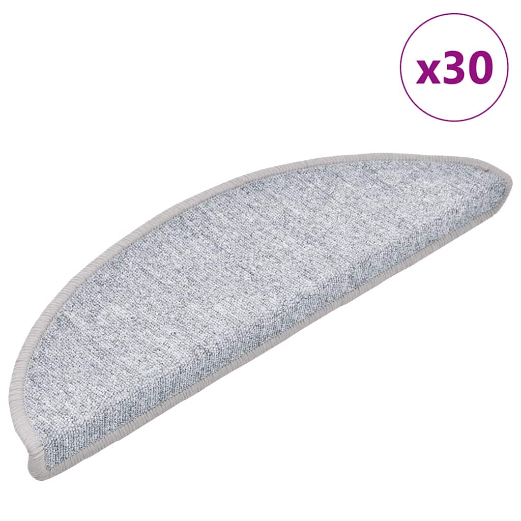 Prostirke za stepenice 30 kom 56x17x3 cm svijetlo sive poluokrugle