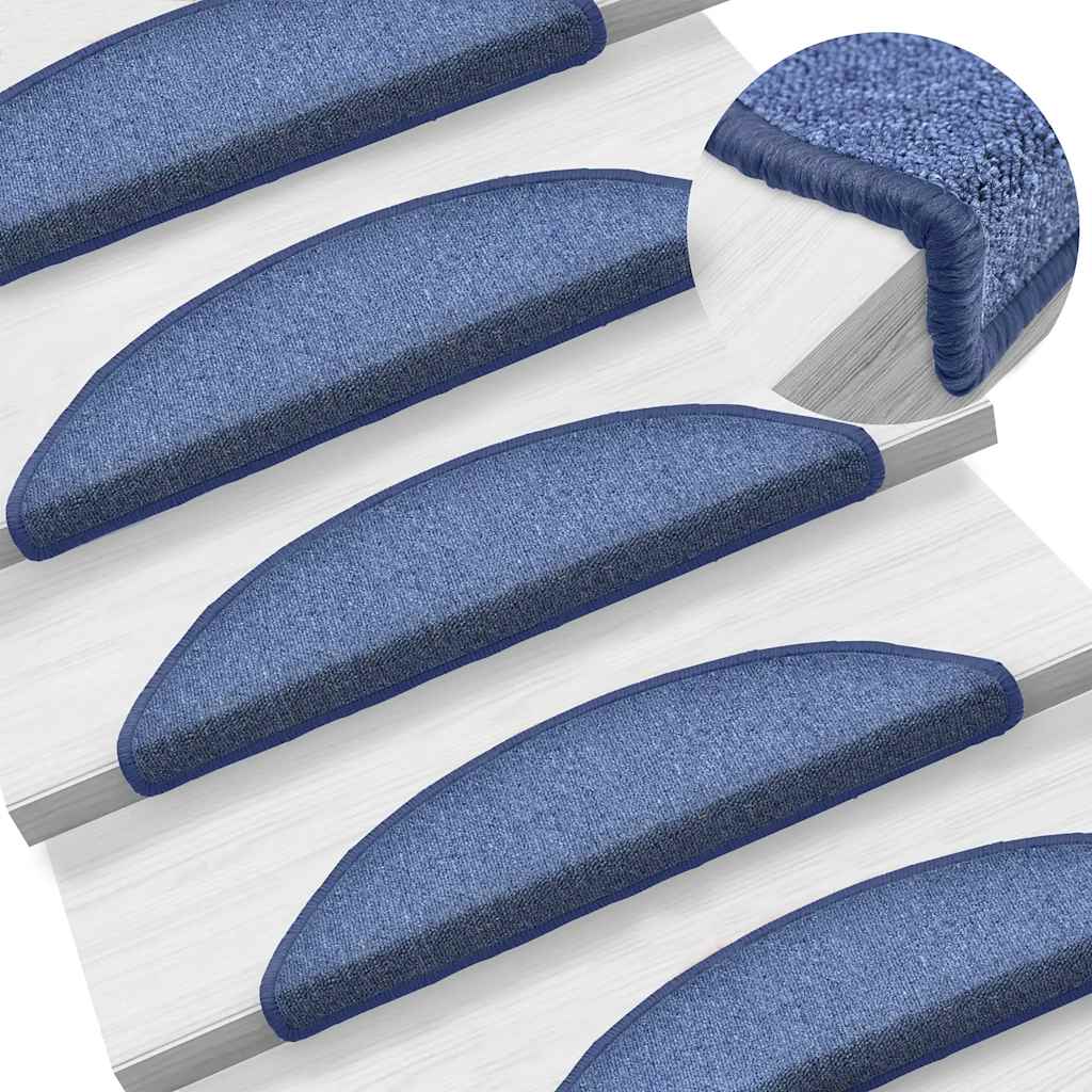 Prostirke za stepenice 30 kom 56x17x3 cm plave poluokrugle