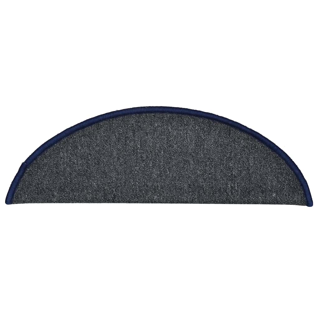 Prostirke za stepenice 30 kom 56x17x3 cm tamno sive i plave poluokrugle