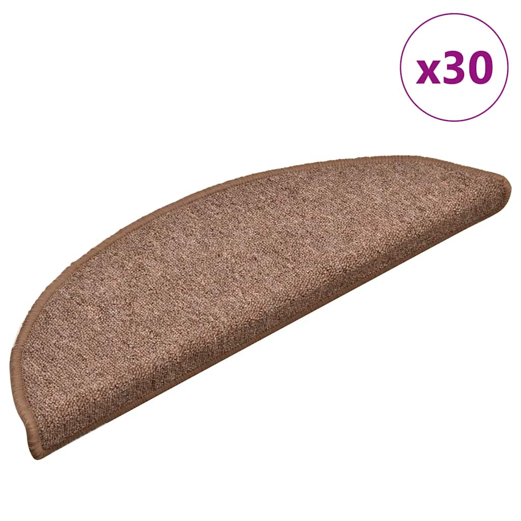 Prostirke za stepenice 30 kom 56x17x3 cm smeđe poluokrugle