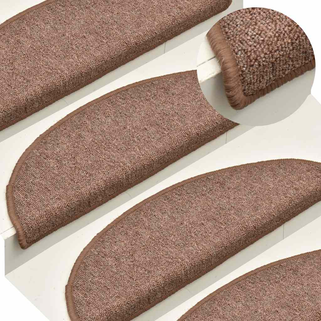 Prostirke za stepenice 30 kom 56x17x3 cm smeđe poluokrugle