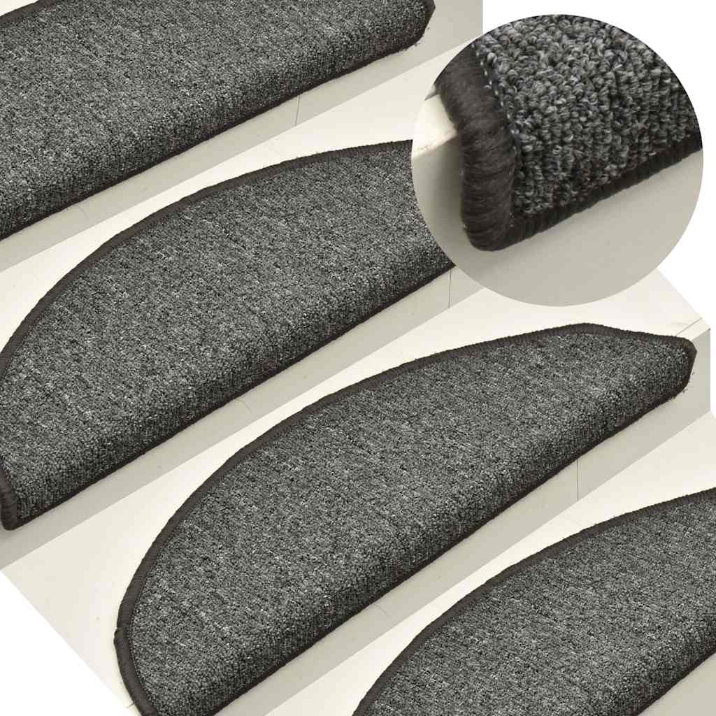 Prostirke za stepenice 30 kom 56x17x3 cm tamno sive poluokrugle
