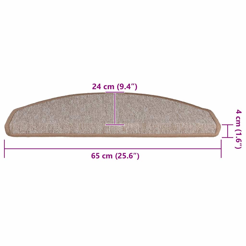 Prostirke za stepenice 30 kom 65x24x4 cm svijetlosmeđe poluokrugle velike