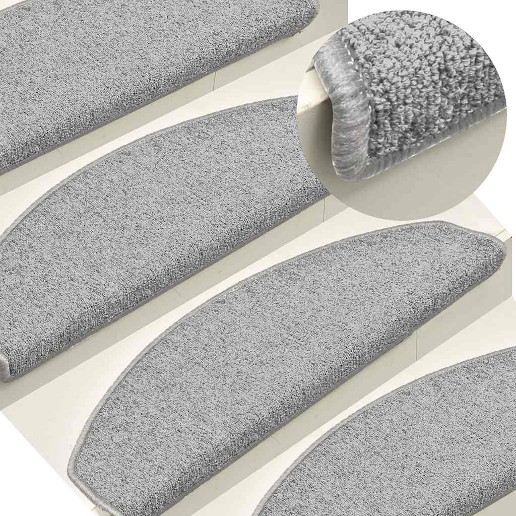 Prostirke za stepenice 30 kom 65x24x4 cm svijetlo sive poluokrugle velike