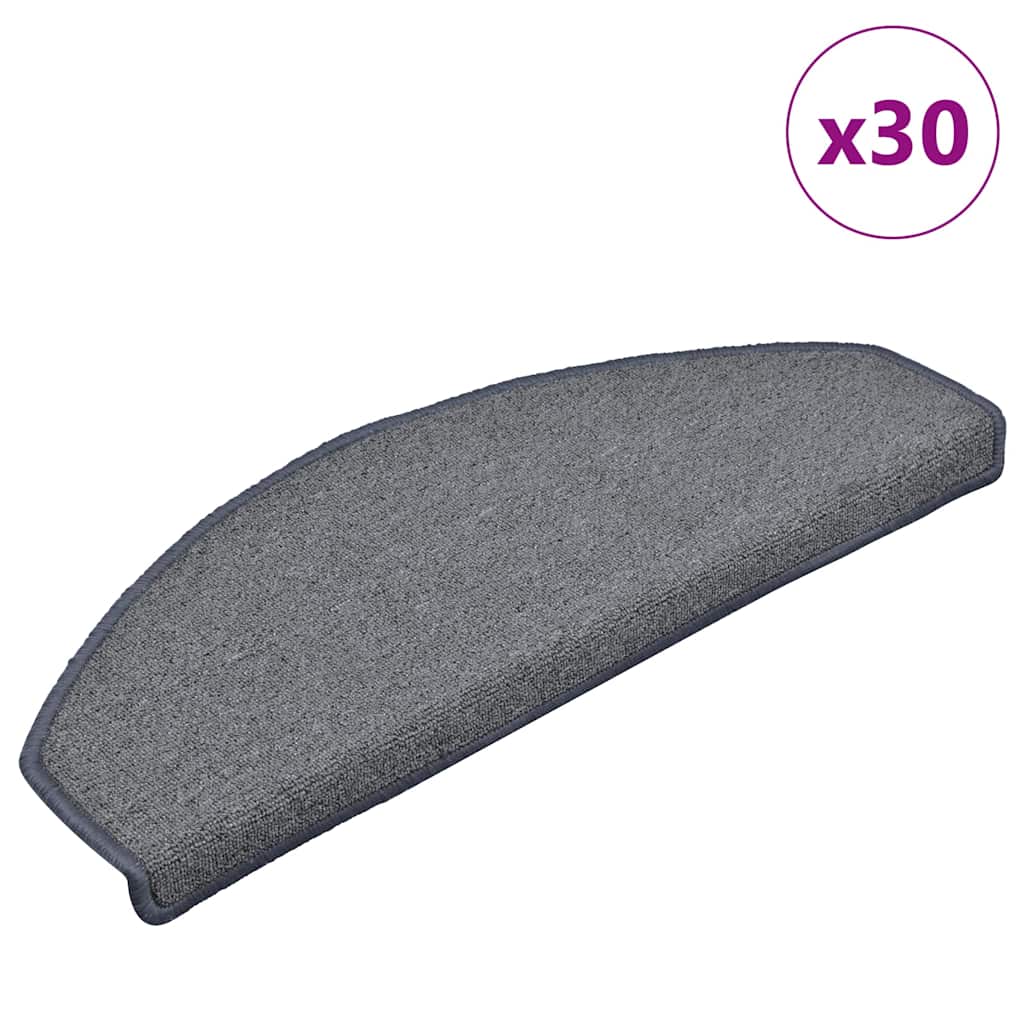 Prostirke za stepenice 30 kom 65x24x4 cm svijetlo sive i plave poluokrugle velike