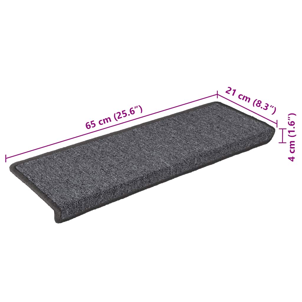 Prostirke za stepenice 30 kom 65x21x4 cm tamno sive pravokutne rubove