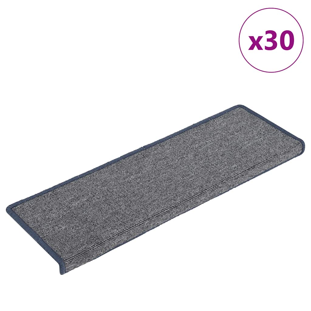 Prostirke za stepenice 30 kom 65x21x4 cm svijetlo sive i plave pravokutne rubove