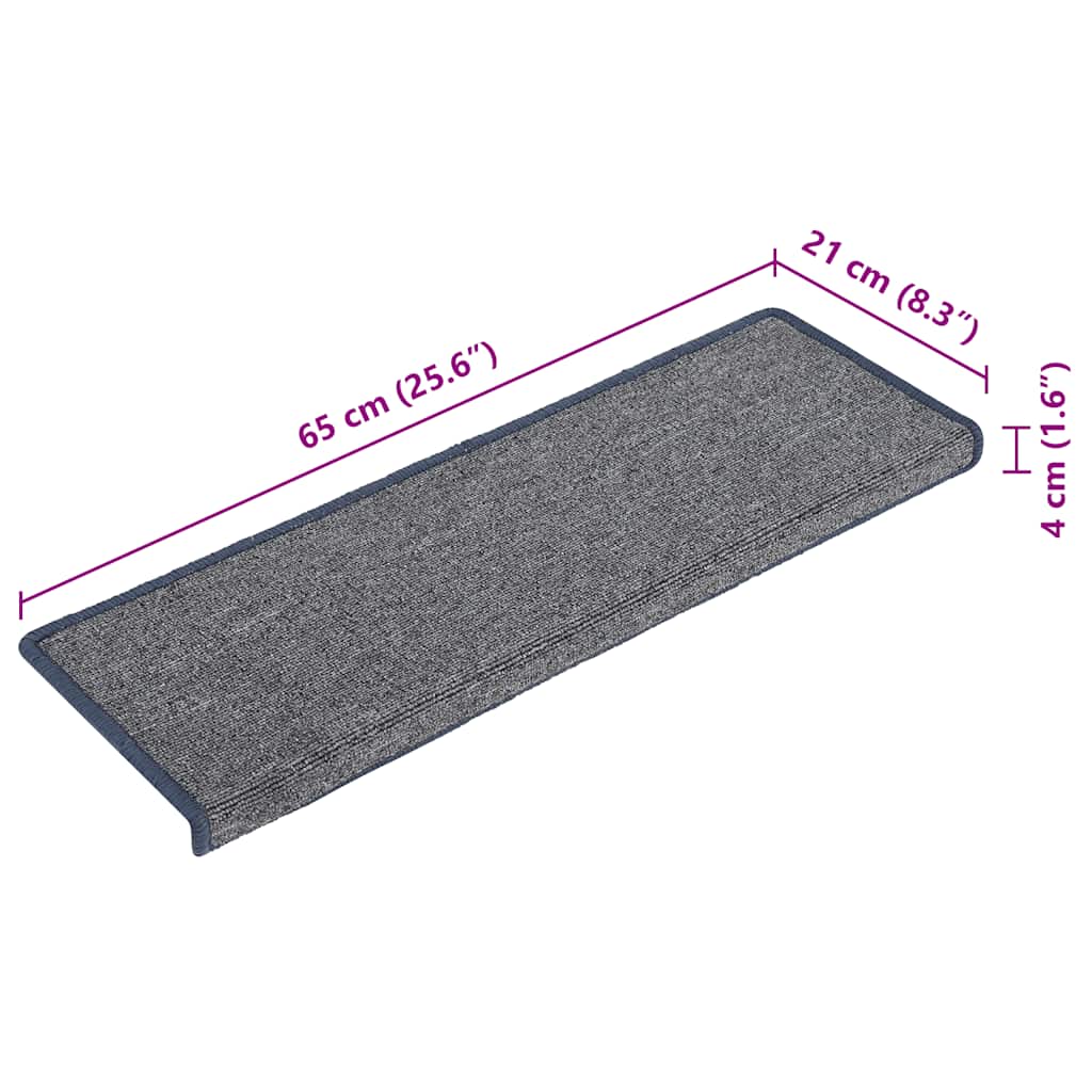 Prostirke za stepenice 30 kom 65x21x4 cm svijetlo sive i plave pravokutne rubove