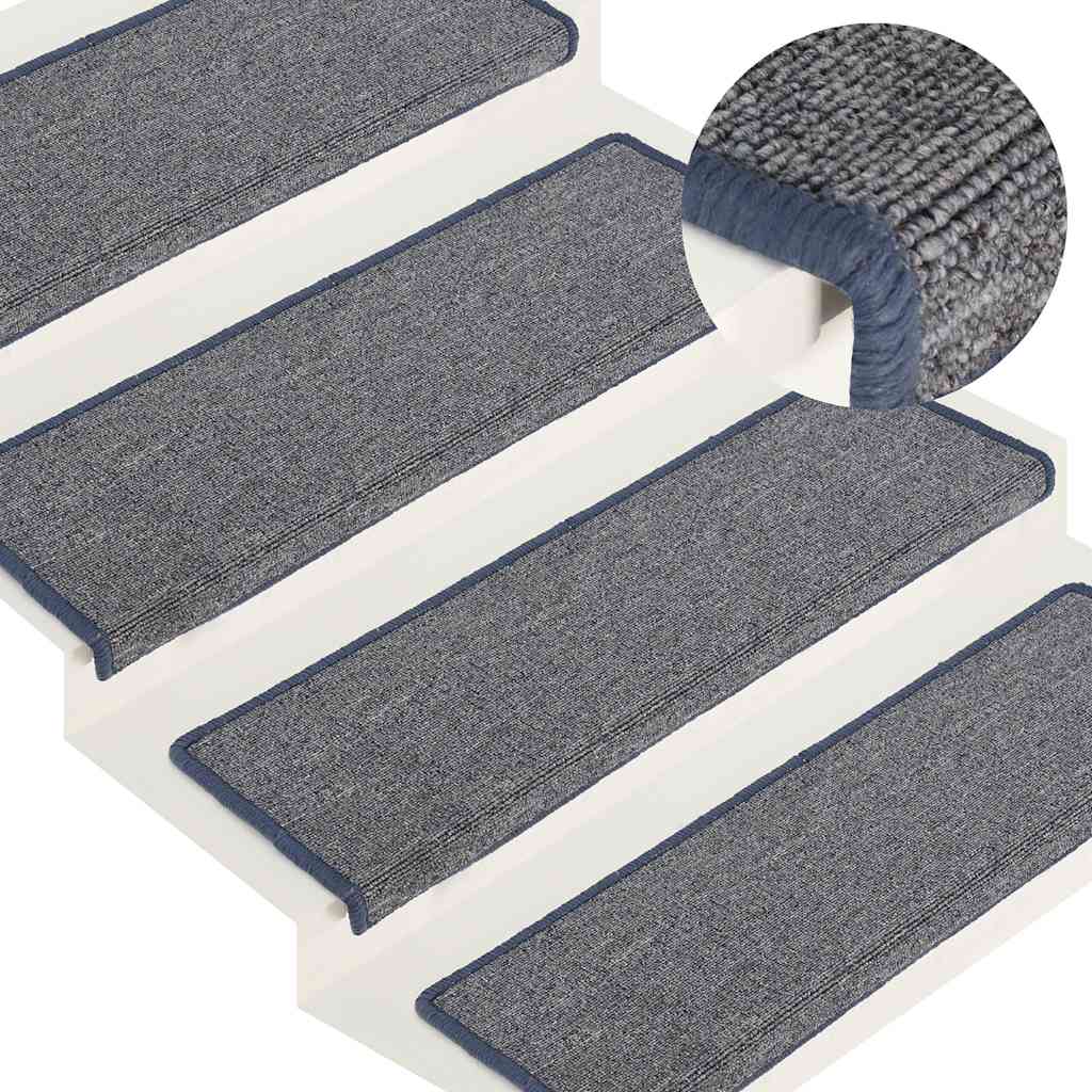 Prostirke za stepenice 30 kom 65x21x4 cm svijetlo sive i plave pravokutne rubove