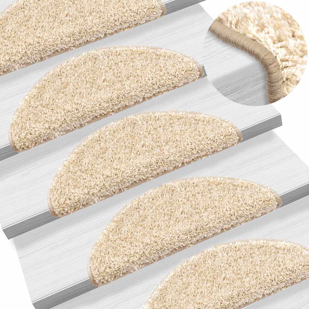 Prostirke za stepenice 30 kom 56x17x3 cm krem poluokrugle