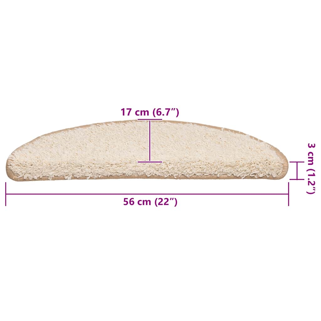 Prostirke za stepenice 30 kom 56x17x3 cm krem poluokrugle