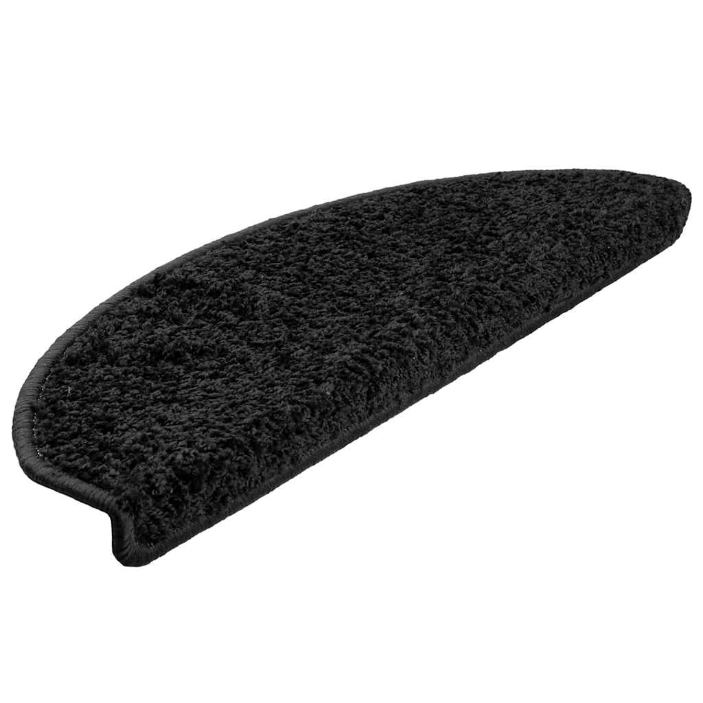 Prostirke za stepenice 30 kom 65x21x4 cm Crne poluokrugle velike