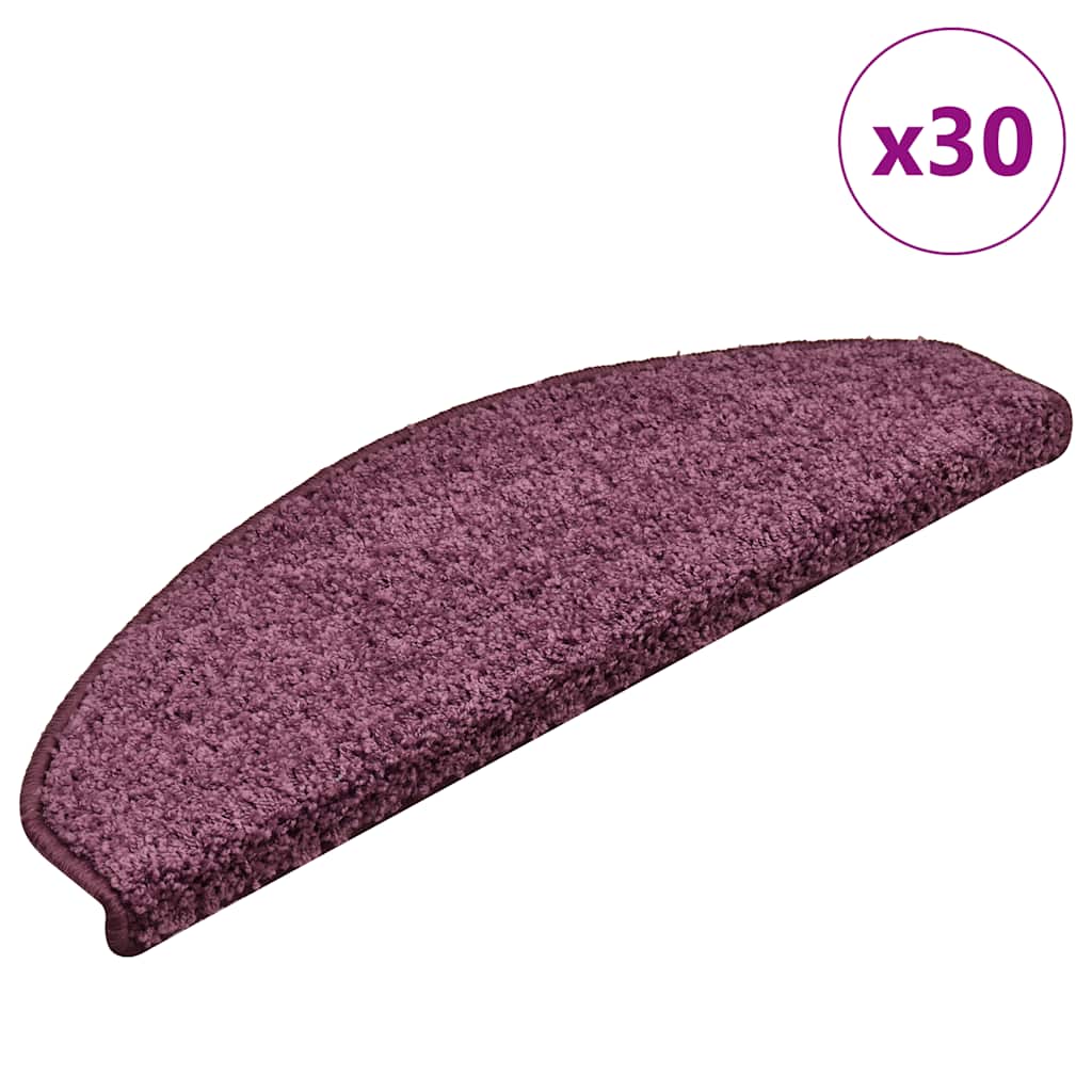 Prostirke za stepenice 30 kom 65x21x4 cm tamnoljubičaste poluokrugle velike