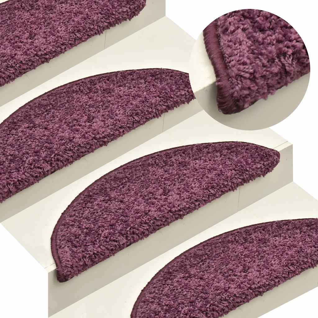 Prostirke za stepenice 30 kom 65x21x4 cm tamnoljubičaste poluokrugle velike