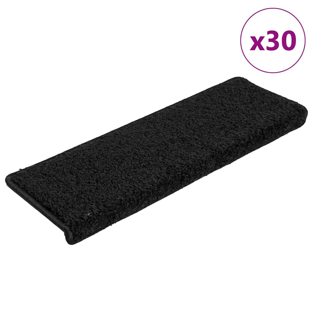 Prostirke za stepenice 30 kom 65x21x4 cm Crne pravokutne rubove